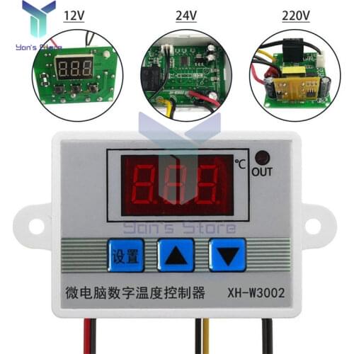 W3002 AC 110V-220V DC 12V 24V LED Digital Thermoregulator Thermostat Microcomputer Temperature Controller Control Switch Meter