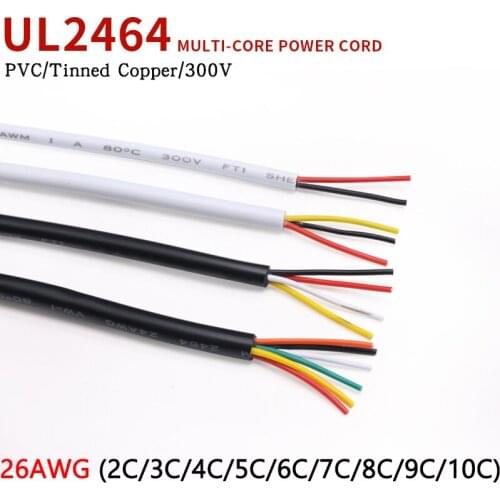10M 26AWG UL2464 Sheathed Wire Cable Channel Audio Line 2 3 4 5 6 7 8 9 10Cores Insulated Soft Copper Cable Signal Control Wires