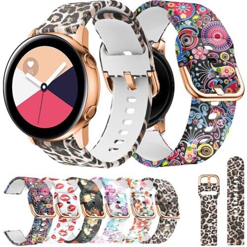 Sports Women Watchband For Samsung Galaxy Watch 42mm/Active 40mm Replacement Silicone Wrist Band Pinting Rubber Strap