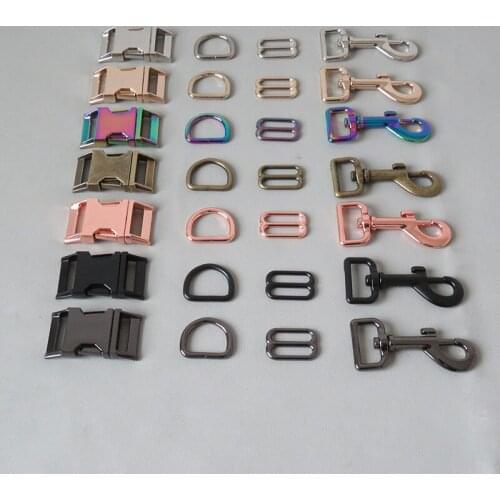 20Sets 25mm Metal D Ring Side Release Buckle Snap Hook Slider For Pet Dog Collar Leash Leads Lock Lobster Clasp Sewing Accessory