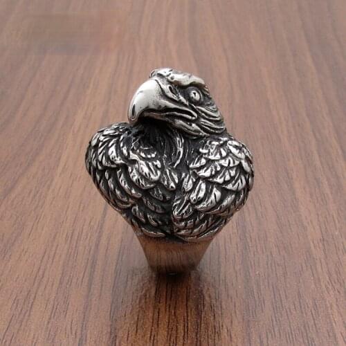 Retro Punk Eagle Head Animal Ring Stainless Steel Motorcycle Mens Jewelry Rock Hip Hop Party Ring Gift Accessories