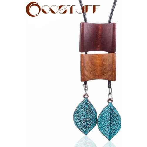 Colar Vintage Statement necklaces & pendants Leaf Wood Jewelry for Long Necklace Women collares mujer choker kolye bijoux femme