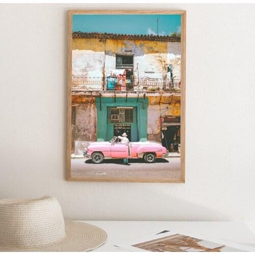 Vintage Street Car Poster Urban Streetscape Colorful Wall Art Painting Prints Gallery Wall Picture Home Room Decor