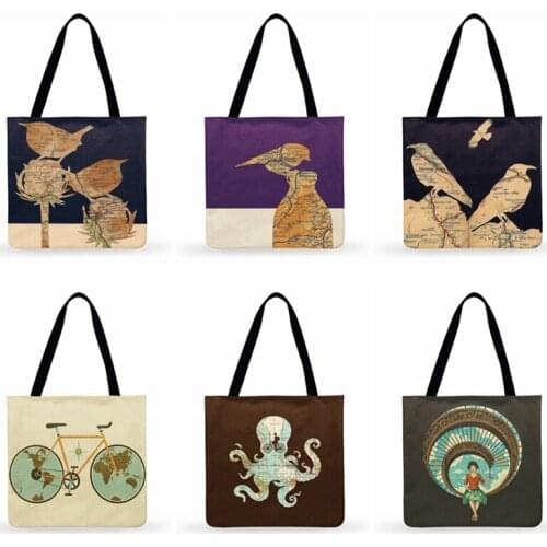 British Art Map Print Tote Bag Women Casual Tote Ladies Shoulder Bag Foldable Shopping Bag Fashion Beach Tote Women Handbags