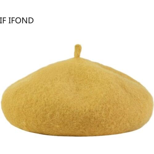 Winter Warm Women 92% Wool Berets Hat Painter Style Hat Fashion Solid Color French Artist Beanie Hat 2020