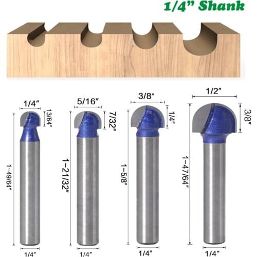 1pcs 1/4″Shank End Mill Round Cove Box Solid Carbide CNC Radius Core Milling Bit Professional level Ball Nose Router Bits Set