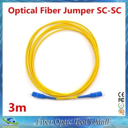 10pcs/lot SC-SC Single Core Fiber Jumper Fiber Optic Cable 3 Meters SC Pigtail Optical Fiber Connecting Tool
