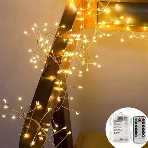 100/200 LED Firecracker Cluster Fairy String Lights USB Powered 8 Modes Holiday Firework Garland Lights for Wedding Party Xmas