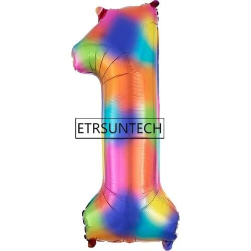 100pcs 40inch Rainbow Number Foil Balloons Happy Birthday Wedding Christmas Party Decoration Digital Balloons Kids Gift
