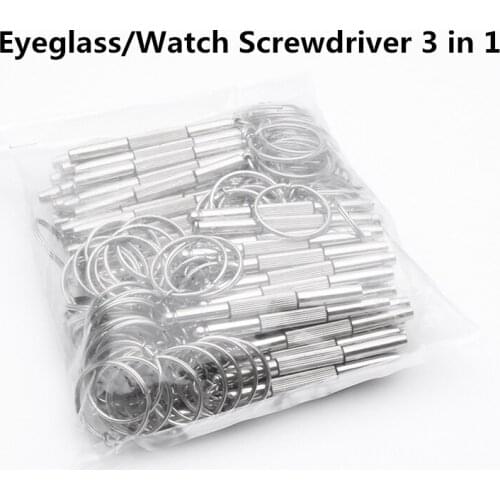 100pcs Eyeglass Screwdriver Hand Tools Eyeglass Screwdriver Sunglass Watch Repair Kit with Keychain