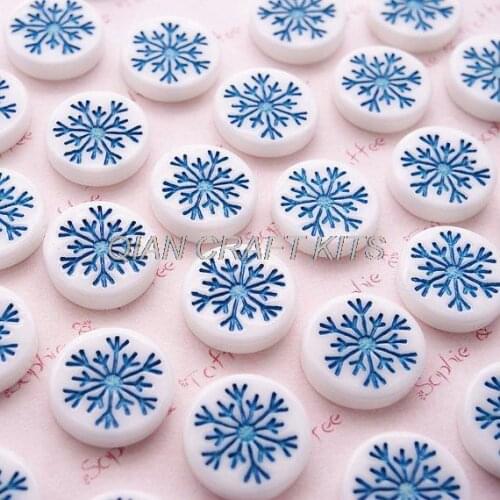 200pcs Christmas Cabochon Blue Snowflakes 16mm