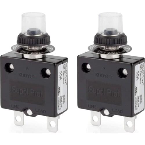 98Series Circuit Breaker Push-Button Reset with Quick Connect Terminals&Waterproof Button Cover Thermal Overload Circuit Breaker