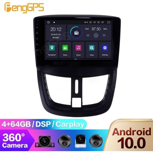 360° Camera DVD Player for Peugeot 207 2006-2015 Multimedia Headunit GPS Navigation Android 10.0 Carplay DSP WIFI OBD2 PX6 4+64G