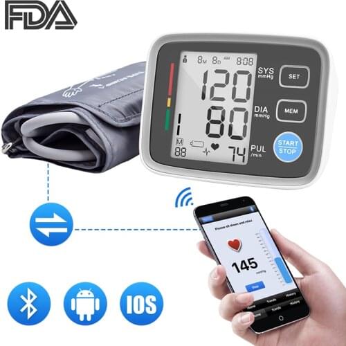 Upper Arm Blood Pressure Monitor Bluetooth Automatic Tonometer Blood Pressure Meter Sphygmomanometer Pulse Heart Beat Rate Meter