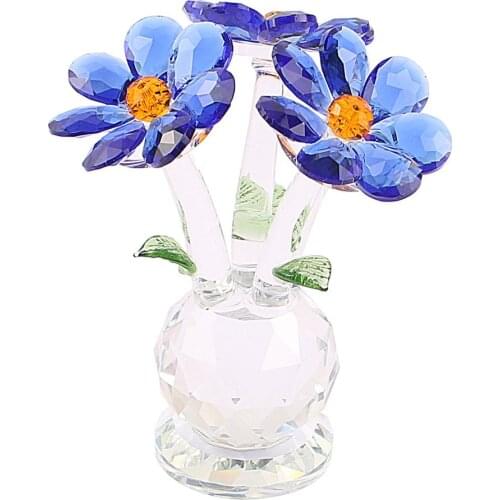 Crystal Glass Flower Dream Bouquet Spring Figurine Ornament Christmas Mother`s Day Gift
