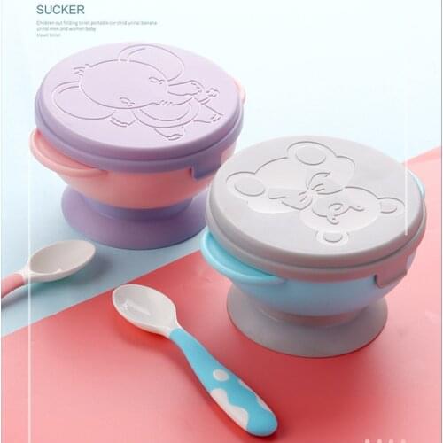 Baby Feeding Bowl Tableware With Lid Silicone Complementary Food Suction Cup Bowl Baby Learning to eat Training Bowl Gift Box