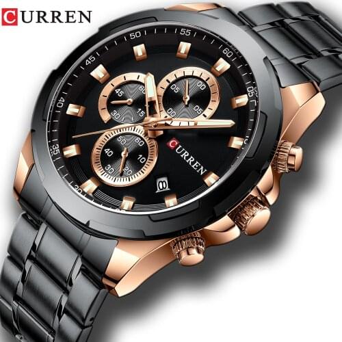 CURREN Fashion Sport Waterproof Quartz Watch Mens Luxury Brand Stainless Steel Men Watches Auto Date Male Clock часы мужские