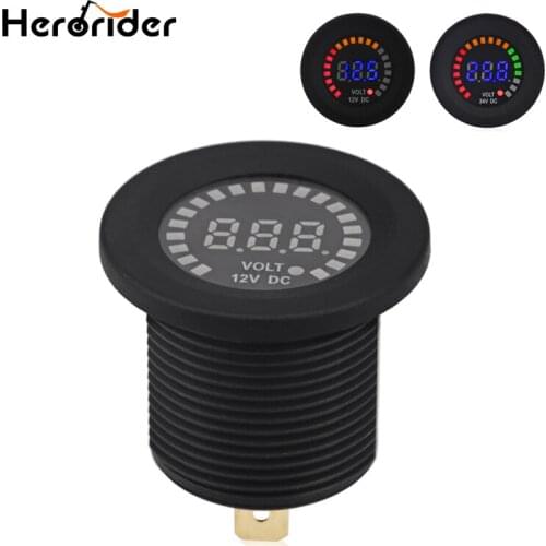Herorider 12v 24v Car Digital Voltmeter Panel Volt Meter Car Volt Meter Gauge Auto Motorcycle Voltmeter 12v Painel Digital Moto