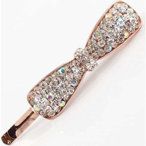 Bow tie Korean Fashion Hair Accessories Hairpin Hairclips Round Crystal Rhinestone Hair Clip Barrette For Women hair grips