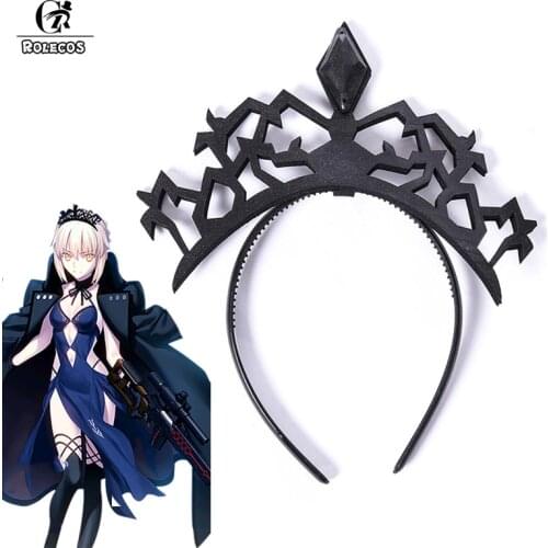 ROLECOS Altria Pendragon Saber Cosplay Headwear Saber Crown Black Hair Clasp Game Fate Anime Cosplay Headwear