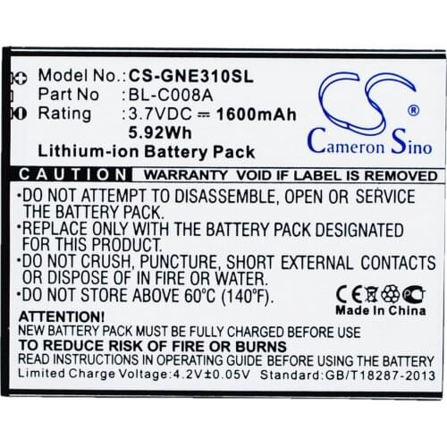 Cameron Sino Mobile SmartPhone Replacement Li-ion Battery 1600mAh For BL-C008A GIONEE E3, E3T Free Tools