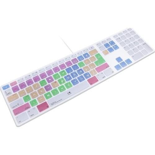 Adobe Premiere Pro CC Hot keys Keyboard Cover Skin For Apple Keyboard with Numeric Keypad Wired USB for iMac G6 Desktop PC Wired