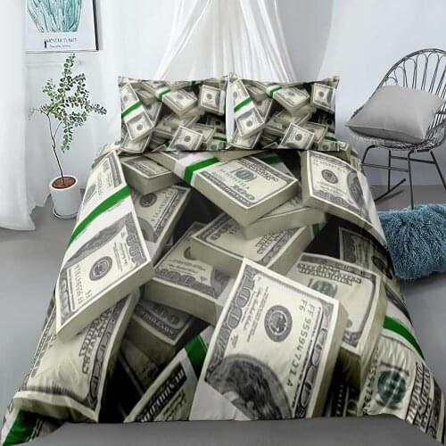 Funny Design Money Dollar Bedding Set Single Twin Full Queen King Size Money Bed Set Childrens Kid Bedroom Duvetcover Sets 005