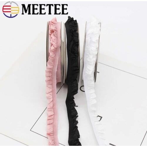20Meters 15mm Ruffled Pleated Elastic Bands Stretch Lace Trims Ribbon for Hairband Baby Clothes Pet Clothes Sewing Accessories