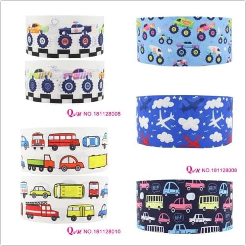 Q&N ribbon car printed cartoon grosgrain ribbon/FOE 16mm 22mm 25mm 38mm 50mm 75mm 50yards DIY bows gift wrap decorative ribbons