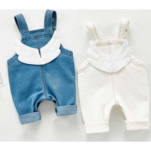 Fashion Baby Overalls Angel Wings Autumn Kids Pants Baby Girl Denim Romper Toddler Suspenders Jumpsuit Boys Bib Pants
