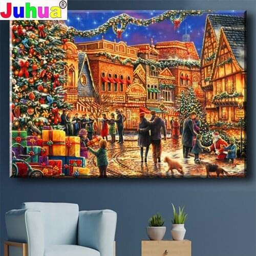 Handicraft Gift,Full Square/Round Drill DIY Diamond Painting "Street Landscape" 3D Embroidery Cross Stitch Christmas Snow Decor