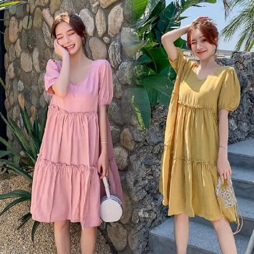 2020 New Maternity Dress Short A-Line Pregnant Dress V-Neck Ruffles Summer Style Maternity Gown