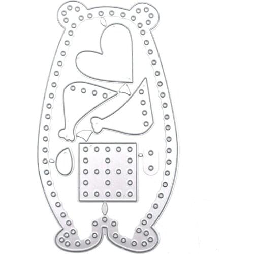 OOTDTY DIY Lace Cutting Dies Embossing Stencil Template for Scrapbooking Embossing Paper Card making，Heart Bear