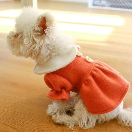 Wholesale New Winter Little Dog Clothes Girl Dog Fleece Dress Pet Clothing Garment Puppy Yorkies Costumes Bichon Poodle Apparel