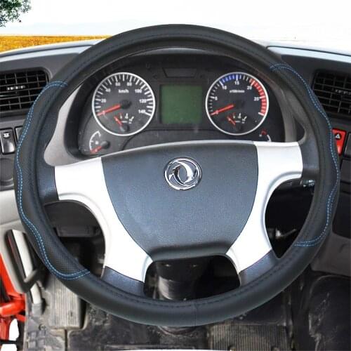 KKYSYELVA Leather Steering Wheel Covers for Car Bus Truck 36 38 40 42 45 47 50cm Diameter Auto Steering-wheel cover