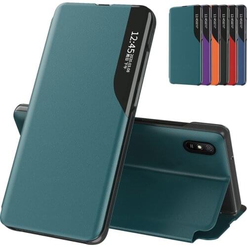 Original Luxury Leather Smart View Window Flip Case For Xiaomi redmi 9A Official Magnetic Cover For Xiaomi redmi 9C 9C NFC Case