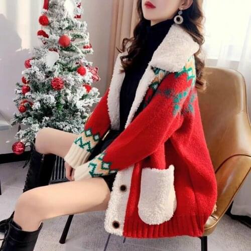 Autumn and Winter New Sweater Cardigan Women Thickened 2021 New Korean Loose Lazy Knitted Jacket y2k aesthetic