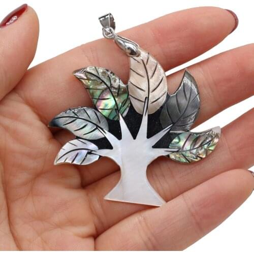 Natural Mother of Pearl Shell Pendant Tree Leaf Fish Handicraft DIY Necklace Sweater Chain Jewelry Accessories Pendants Making