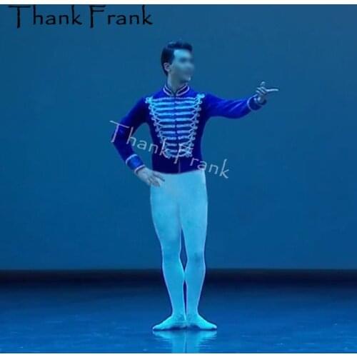 Professional Male Ballet Costume Boys Long Sleeve Prince Dance Top Custom Made Velvet Adult Men Stage Costumes Rave Clothes C571