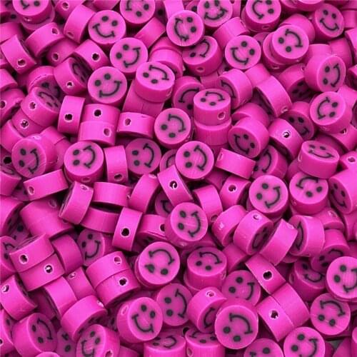 30pcs/Lot 10mm Clay Spacer Beads Oval Shape Smile-Face Beads Polymer Clay Beads For Jewelry Making DIY Bracelet Accessories #03