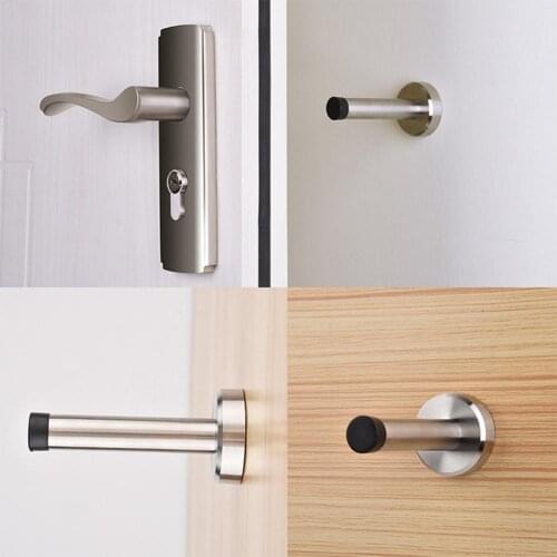 Stainless Steel Door Resistance Top Anti-collision Wall Mounted Bathroom Glass Rubber Turtle Top Suction Wall Modern Door Stop