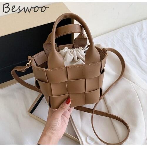 Ins Weave Shoulder bag Leather Fashionable Hand Bags for Women String Knitting Casual Tote Bag Stylish All-matching Designer Bag