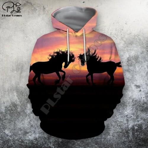 PLstar Cosmos Beautiful Colorful Horse 3D Printed Hoodies Sweatshirts Zip Hooded For Men And Women Casual Streetwear Style-D16