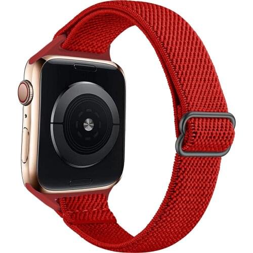 Slim Scrunchie Strap for Apple watch band 40mm 44mm 38mm 42mm Adjustable Elastic Nylon solo Loop bracelet iWatch 3 4 5 6 se band