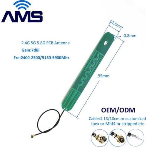AMS Factory Wholesale New Ufl 5G Aerial Omni Dual Bnad High Gain 7dBi Flexible 2.4g 5g 5.8g Ipex Pcb Communication Antenna