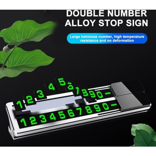 New Aluminium Alloy Car Temporary Parking Card Double Hidden Phone Number Plate luminous Sticker For Car Automobile Accessories