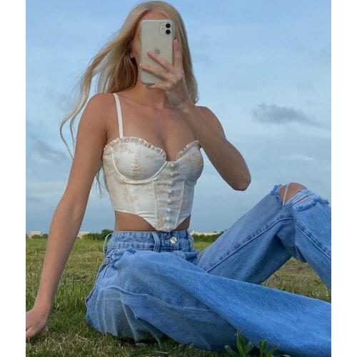 Corset Top Y2k Women 2021 New Arrivals Floral Sexy Corset Top Yellow Female Crop Top for Party Club