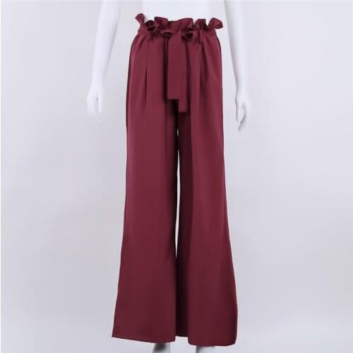 Autumn Casual Wide Leg Pants Womens Pants Fashion Solid Color Belt High Waist Pants Palazzo Loose Trousers for Women Zipper Fly