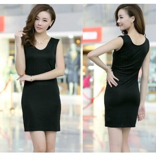 Women Slim v-neck summer dress black tight-fitting sleeveless bottoming package hip dress elegant lady dress casual female dress