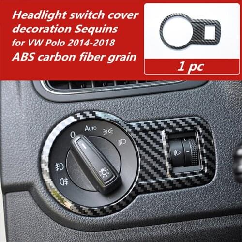 1pc Car stickers ABS carbon fiber grain Headlight switch cover decoration Sequins for 2011-2017 Volkswagen VW POLO 6R 6